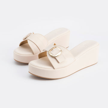 OFF WHITE BUCKLED WEDGES