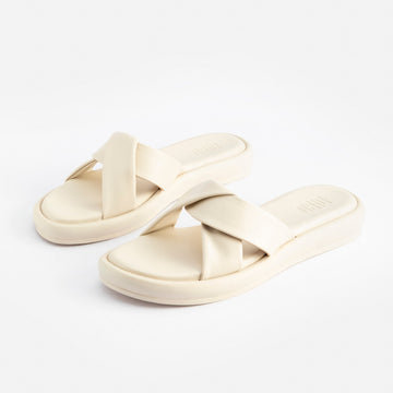 WHITE CROSS STRAP COMFORT PLATFORM