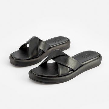 BLACK CROSS STRAP COMFORT PLATFORM