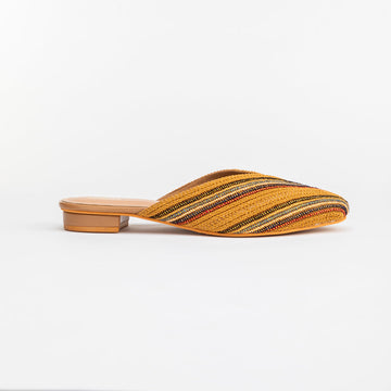 MUSTARD YELLOW LACE CLOSE TOE FLATS