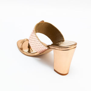 Rose Gold Sequence Strap Block Heels