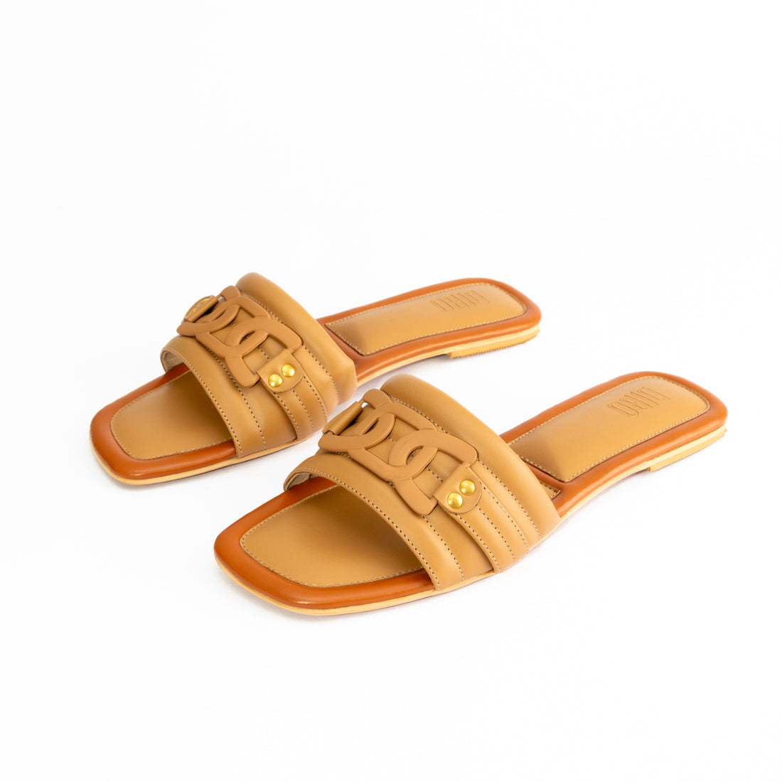 LIGHT BROWN CUSHION FLATS WITH BUCKLE