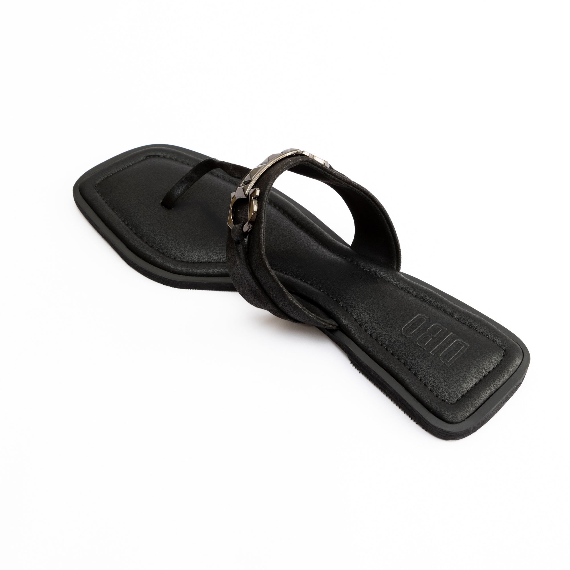 CARBON BLACK FLATS WITH GUNMETAL BUCKLE