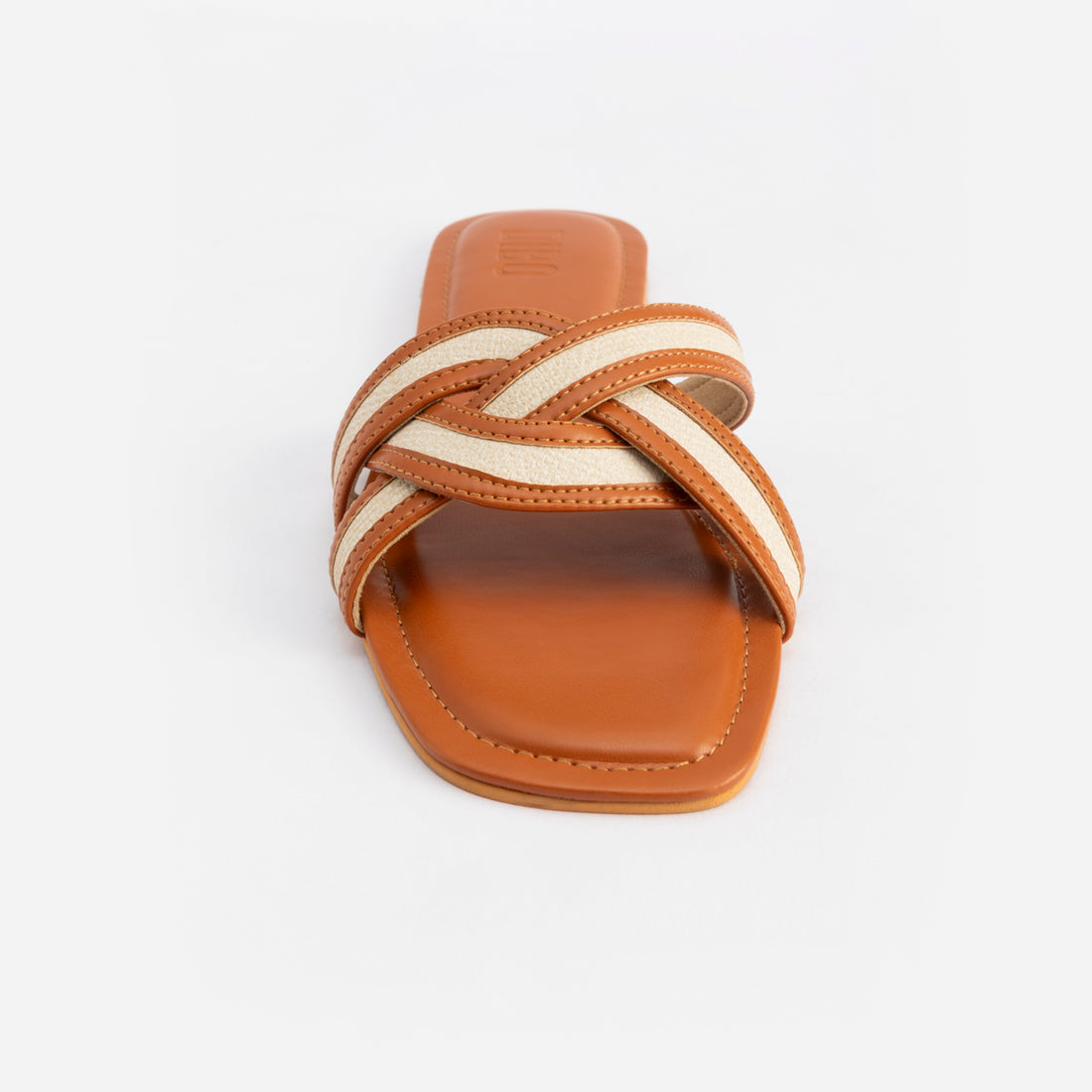 TAN BRAIDED STRAP FLATS