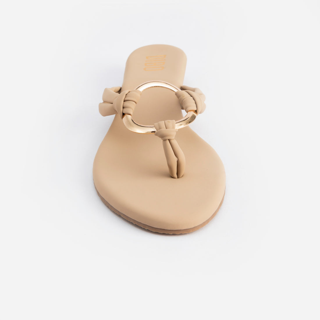BEIGE WEDGES WITH GOLD ROUND BUCKLE