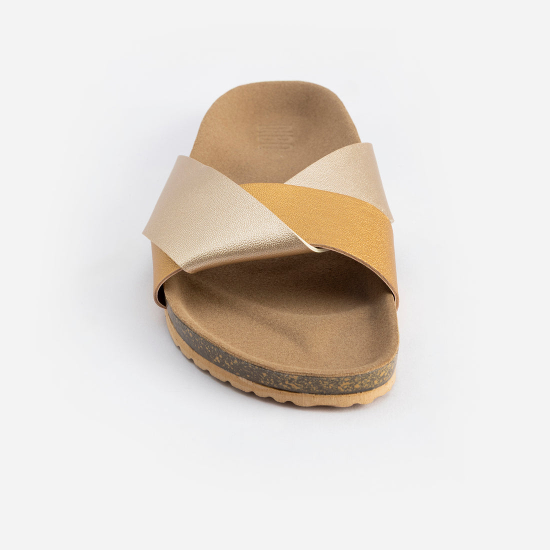 METALLIC GOLD INTERLOCKED COMFORT FLATS