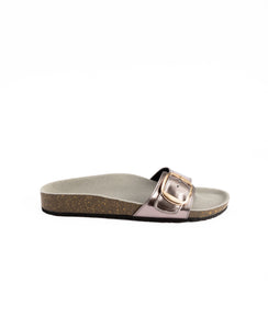 Metallic Silver Comfort Slides