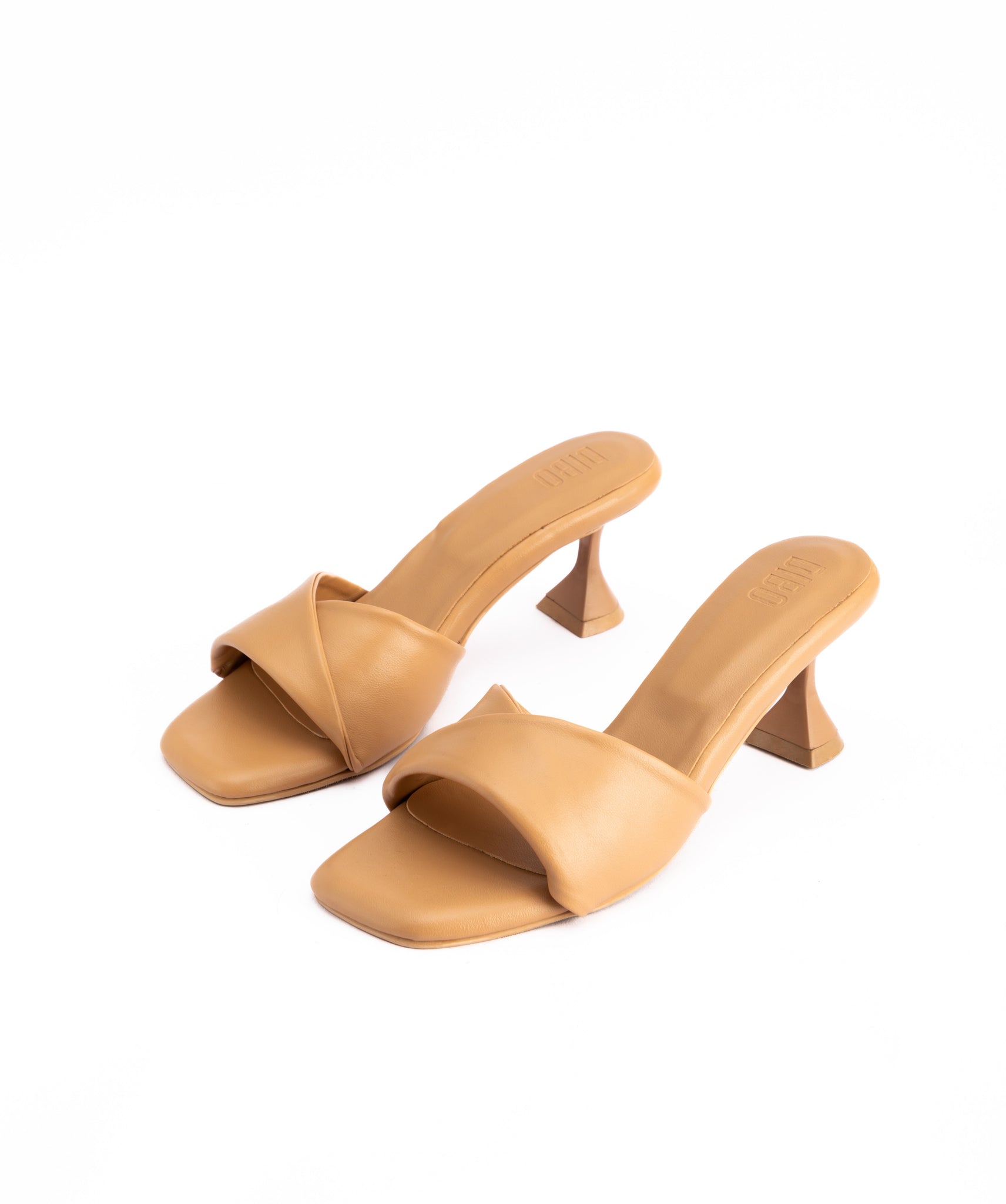 Light Tan Brown Slip-On Spool Heels