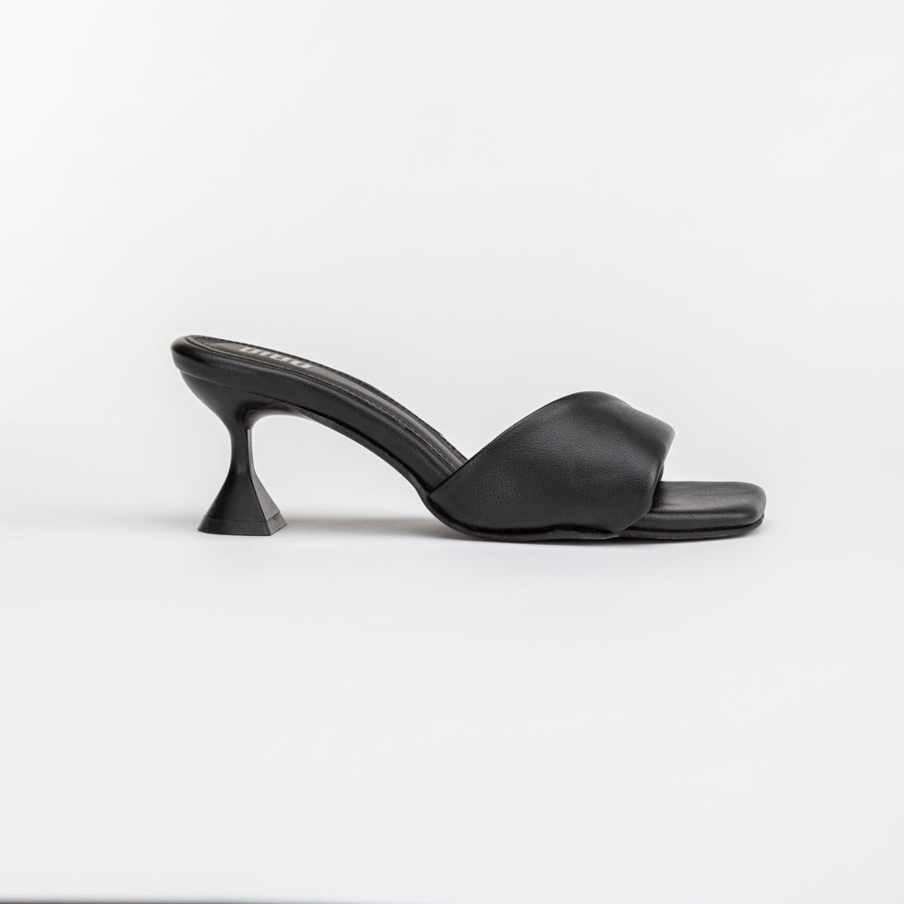 Midnight Black Sandals with Spool Heel