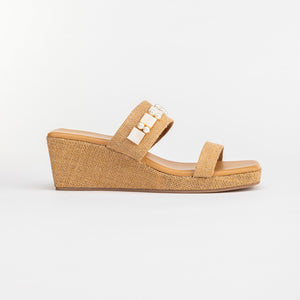 Wheat Brown Jute and Pearl Wedges