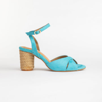 TIE UP BLUE BLOCK HEELS