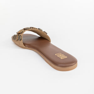 Coffee Brown Metallic Embellished Sandals