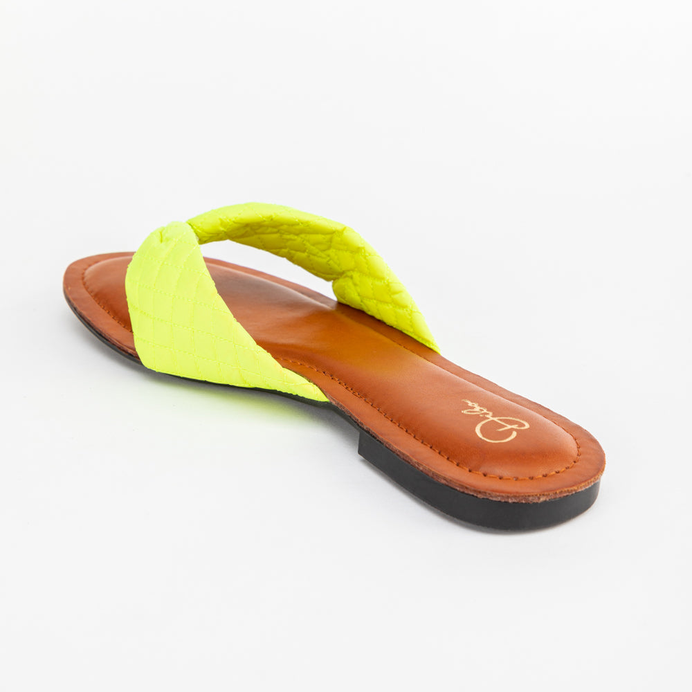 Neon Yellow Thong-Strap Slides