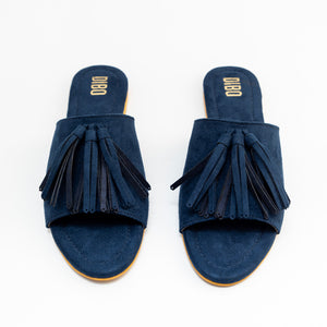 Raven Black Suede Flat Sandals