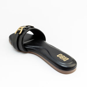 Camel Brown Comfort Slides with Gold Buckle