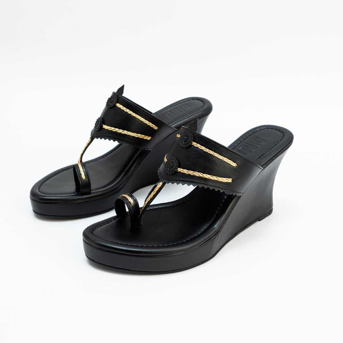 MIDNIGHT BLACK KOLHAPURI WEDGES