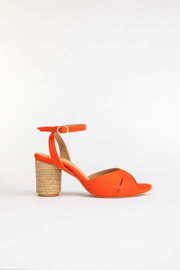 TIE UP ORANGE BLOCK HEELS